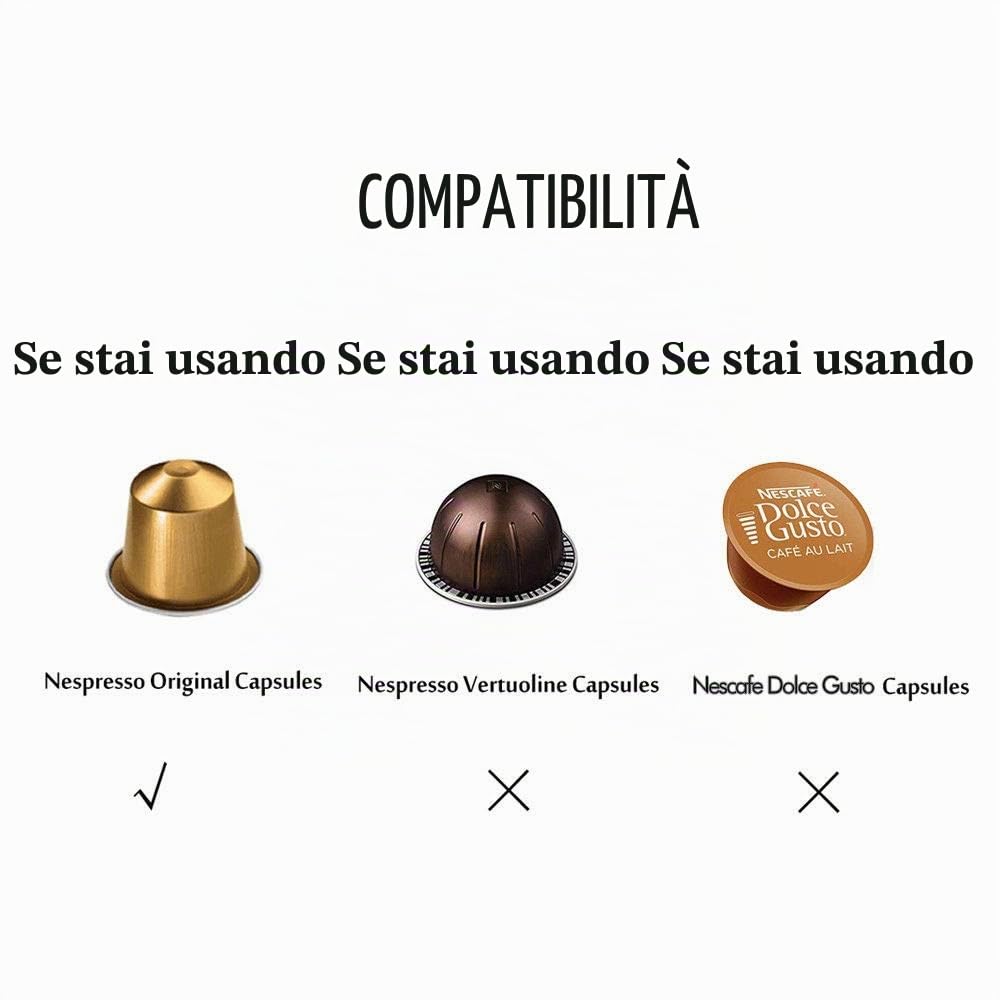 Espresso Capsule Caffè Compatibili Nespresso Nespresso Capsula ricaricabile,riutilizzabili Filtro in Acciaio Inox,Coffee Capsule+Tamper+Cucchiaio+Spazzola