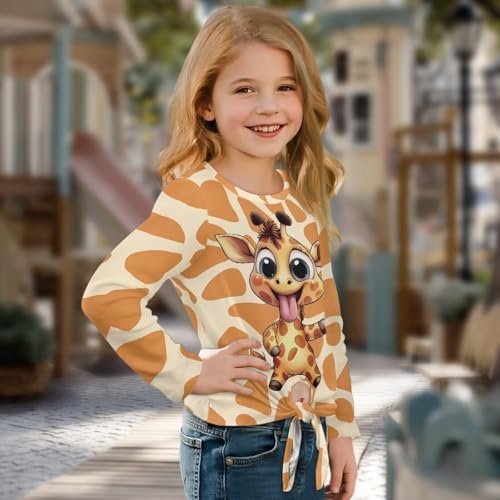Girls Long Sleeve Fall Shirts Classic Crew Neck Causal Tops Relax Fit Play Wear Cute Back to School Shirt Size 5-123