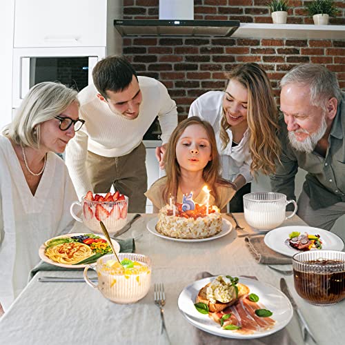 Megarte Vintage Glass Coffee Mugs - 14 Oz Ribbed Glass Mugs With Bamboo Lids And Golden Spoons Set Of 4 - Glass Coffee Cups For Cappuccino, Latte, Cereal, Yogurt, Tea Christmas Thanksgiving Gifts #TOP5