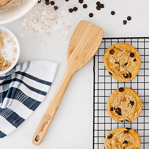 Chef Pomodoro Wooden Cooking Utensils 3-Piece Set, Bamboo | Large 12.5-Inch, Wooden Spatula For Cooking, Kitchen Utensil Set | Wooden Kitchen Frying Set, #TOP7