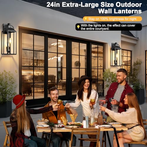Image of 24 inch Wall Sconces Set of Two, 3-Light Oversized Dusk to Dawn Outdoor Light Fixture, Waterproof Aluminum Wall Lamps, Outside Lights for House, Outdoor Front Door Decor for Entryway, Hallway, 1 Pack