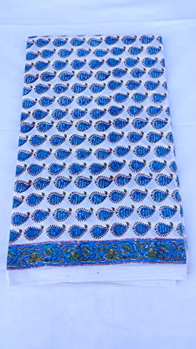 Image of Floral Printed Cotton Fabric Cloth Hand Block Print Fabric Women Material Running Jaipuri Hand Block Printed Women Dress Material Kurtis Natural 44 inch Inches Width 2.5 Meter (Pattern 2)