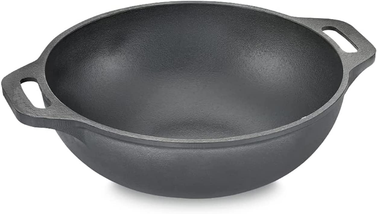 Buy PremifyCast Iron Mini Wok For Stir Fry And Sautes 9Inch, Pre