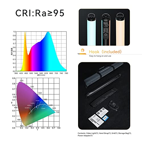Image of Yongnuo YN100 Soft LED Video Light, 30W 39 inch Handheld Wand Light, RGB Full Color 2000K-10000K, CRI95+ APP Remote Control for Studio, 31 Scene Effects Stick Light for Video and Photography