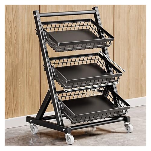Design salvaspazio: questo scaffale per frutta e verdura presenta una struttura verticale con un ingombro compatto, che lo rende facile da posizionare in qualsiasi cucina. Gli eleganti ripiani in bianco e nero offrono un'estetica moderna e minimalista che si integra perfettamente nel tuo arredamento. Ideale per organizzare prodotti freschi massimizzando lo spazio in casa.