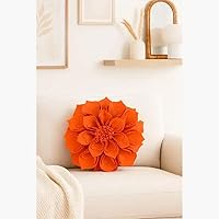 Vista 23 de Fennco Styles Almohada decorativa de pétalos en forma de corazón 3D hecha a mano con relleno redondo de 13 pulgadas, almohada floral aguamarina