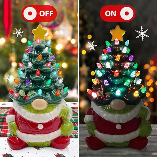 Cadeau de vacances festives avec le nain de Noël lumineux de table