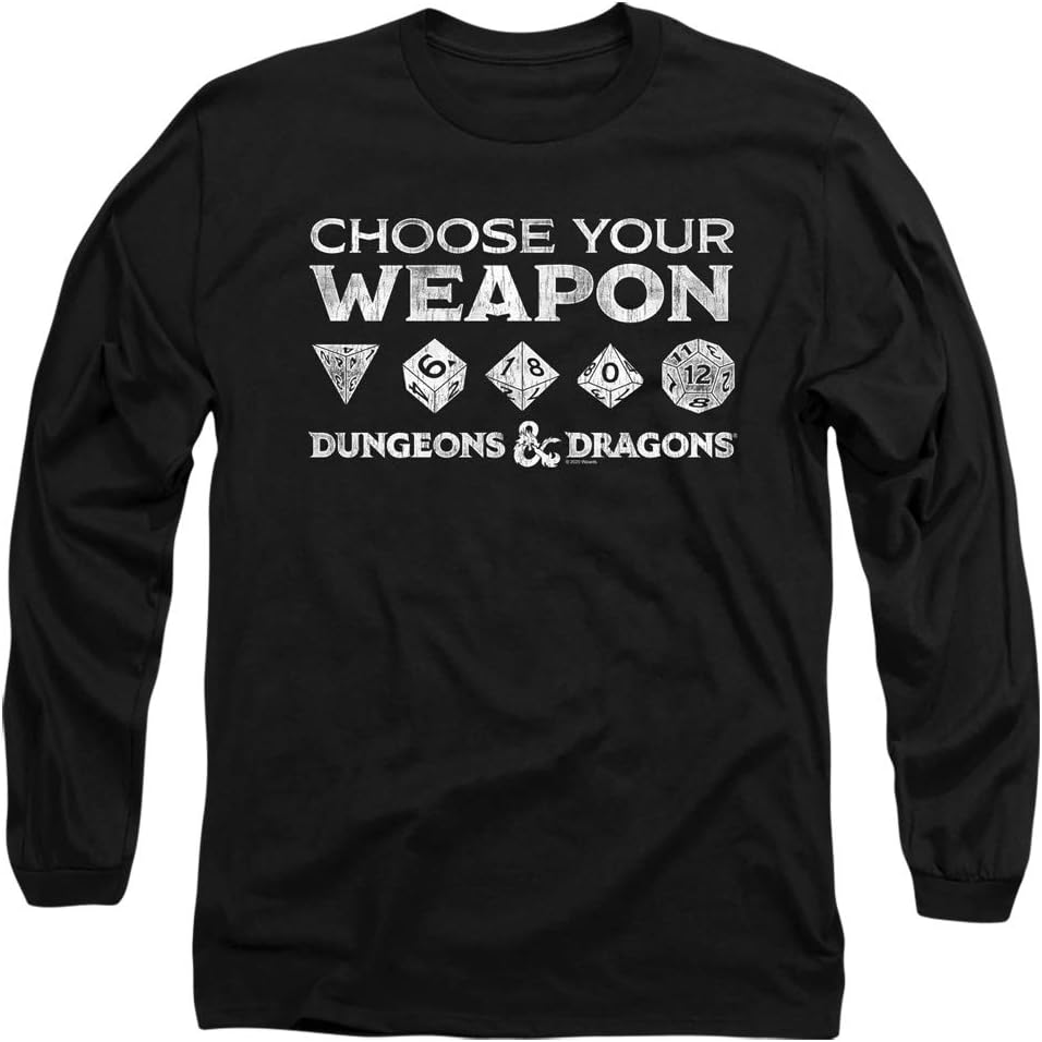 Dungeons & Dragons Choose Your Weapon Unisex Adult Long-Sleeve T Shirt for Men and Women