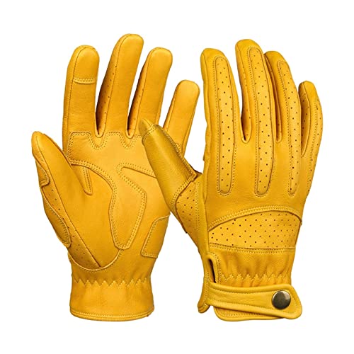 Gants de moto en cuir jaune Ogero XL écran tactile motard