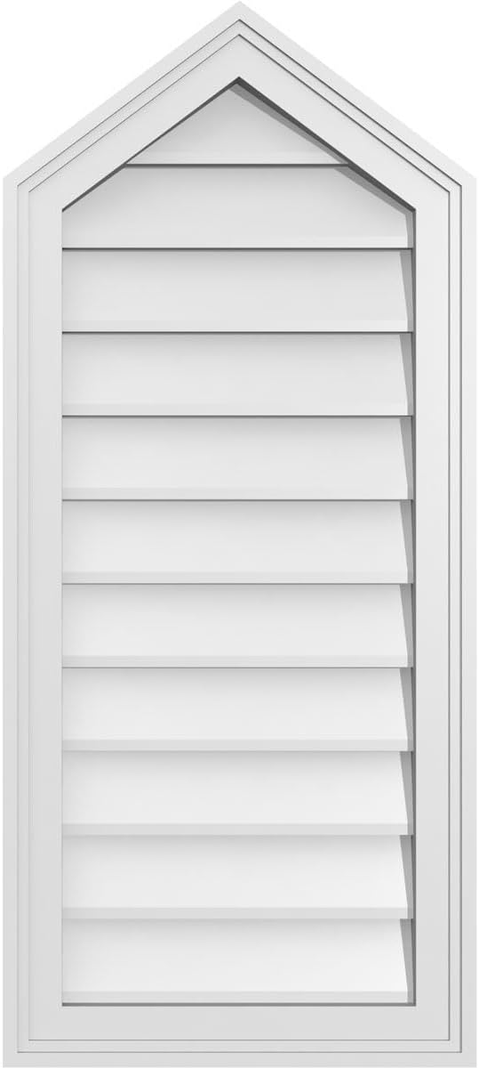 GVSPE16X3602SN-09 Peaked Top Brickmould Frame, Primed Tan Signature Series Surface Mount Gable Vents, 16-in. W x 36-in. H, Unfinished