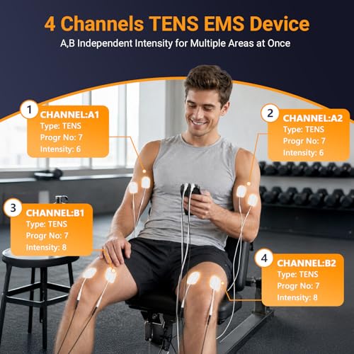 Comfytemp 4 Outputs TENS Unit for Cover Multiple Parts, TENS Unit Muscle Stimulator with Customizable User Mode & 19 Modes, FSA HSA Eligible, Pain Relief & Massage for Back, Shoulder, Neck, Sciatica - Image 4