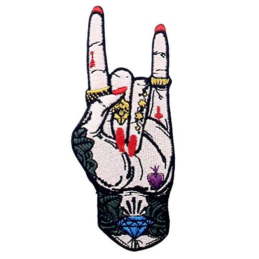 ZEGIN Rock and Roll tatuering hand symbol fingerskylt lapp broderad applikation märke stryk på sy på emblem