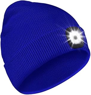 Deilin Upgraded LED Beanie Hat with USB Rechargeable LED Hat, Adjustable Brightness Headlamp Winter Lighted Beanie Cap,Tech Gifts for Adults(1 Pack,Blue)