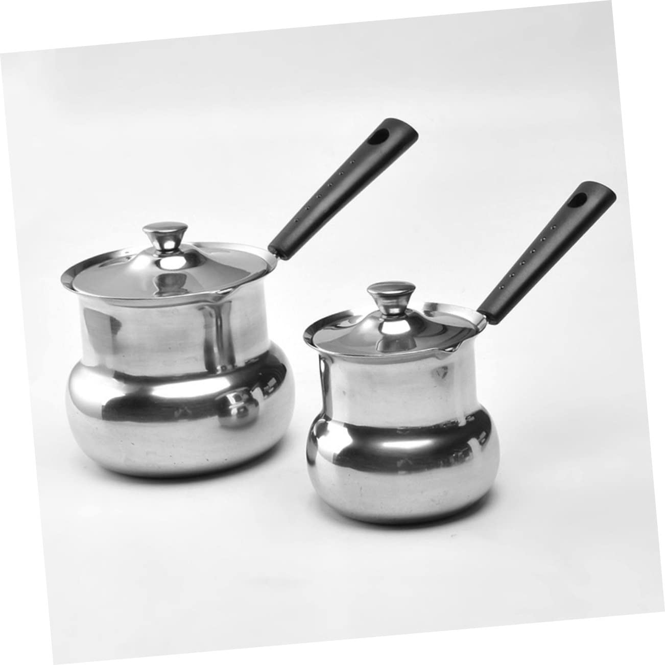 Pot à Lait En Verre Borosilicate 400ml - Bec Verseur En V - Poignée Bois - Pour Cuisinière Gaz