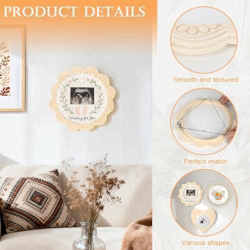 Image of 4 Sets Wood Embroidery Hoop Frame 8 Inch Embroidery Display Frame Large Round Wooden Embroidery Frame for Finished Cross Stitch Hoop Frame DIY Decor Sewing Ornaments