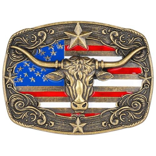 Image of Cowboy Belt Buckle for Men Longhorn Bull Belt Buckles Men Vintage Texas Buckle for Women Cowboy Cowgirl Belt Buckle