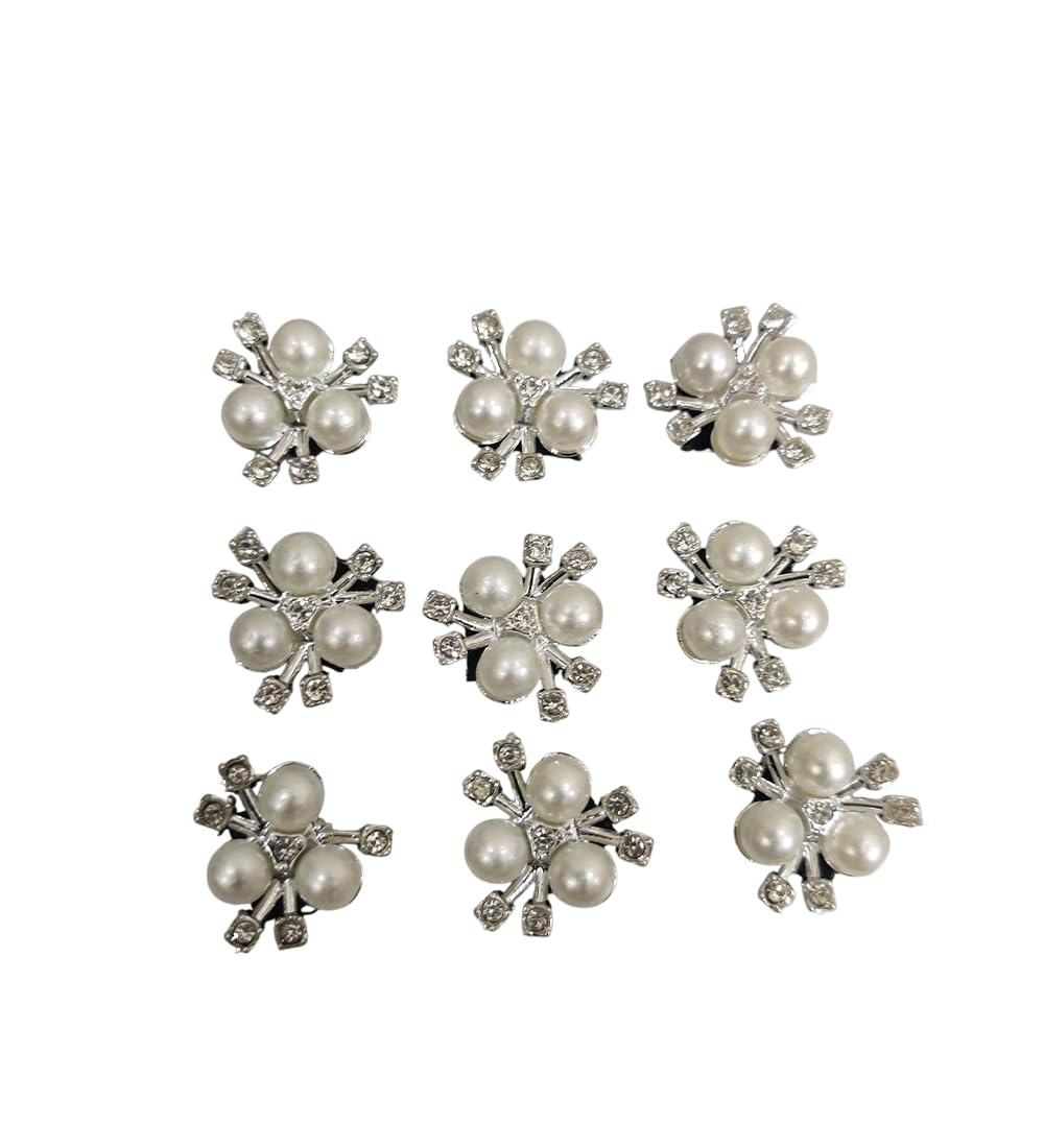 Flower with Rhinestones and Pearls Stickon hair accessories for women-image-7