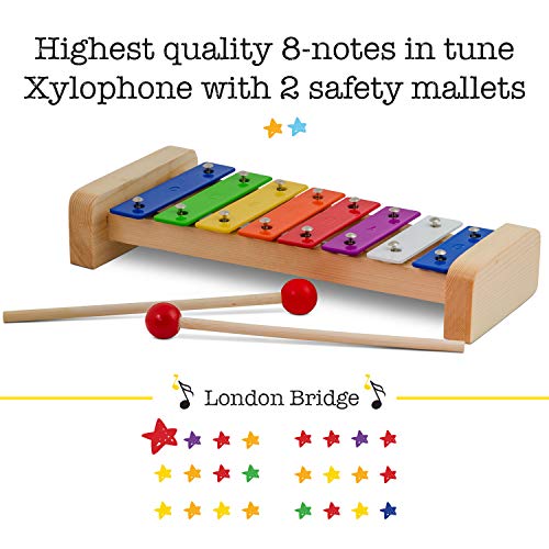 SMART WALLABY Toddler Musical Instruments Set, 25 pcs Wooden Educational Music Toys Percussion Kit for Kids with Xylophone and Storage Backpack. Big Band - Thumbnail 6