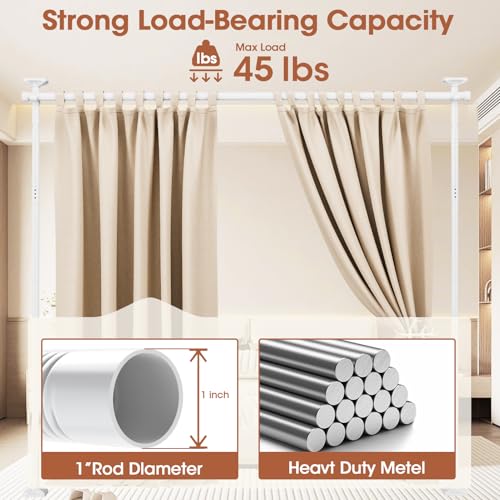 image for SUNALLY Room Divider No Drilling Curtain Rod Wall Divider for Room Sep