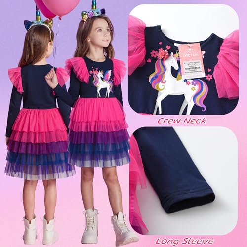 DXTON Toddler Girls Dress Long Sleeve Tutu Winter Birthday Party Dress for Little Girl 3-8T4