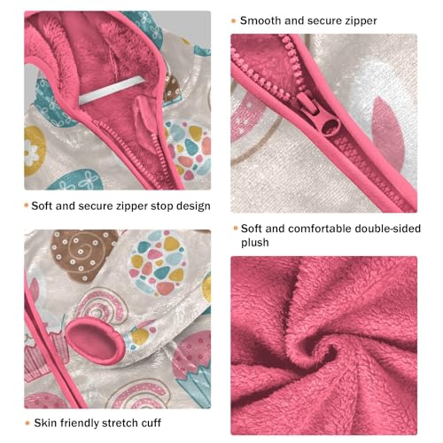 OTVEE Easter Cupcake Rabbit Eggs Kids Hoodie Jacket Fall Spring Full Zip Warm Outwear Coat3