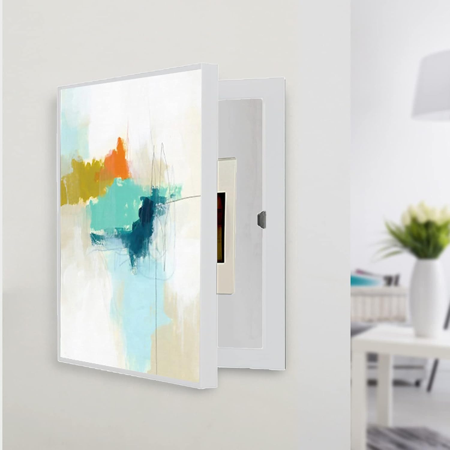 Square Household Circuit Panels Distribution Fuse Main Panel Cover Homeline Electric Breaker Box for Outdoor Indoor Meter,Hide Decorative Painting Wall Mounted Electrical Various Styles Available(55*