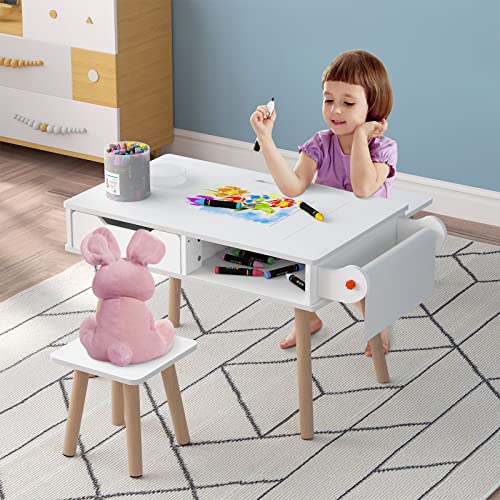 Piaomtiee Upgraded Kids Art Table And Chair Set, 2-In-1 Multi Activity Table Set W/Detachable Tabletop For Toddlers Crafts, Drawing, Reading, Playroom, Lego Table With Storage, Gift For Boy & Girl #TOP1