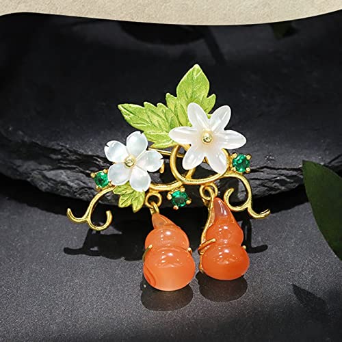 Damen-Brosche, Elegante Accessoires für Damen, südroter Achat, kürbisförmige Brosche, luxuriöse Hochzeits-Party-Brosche, Schmuck, Exquisite Broschen