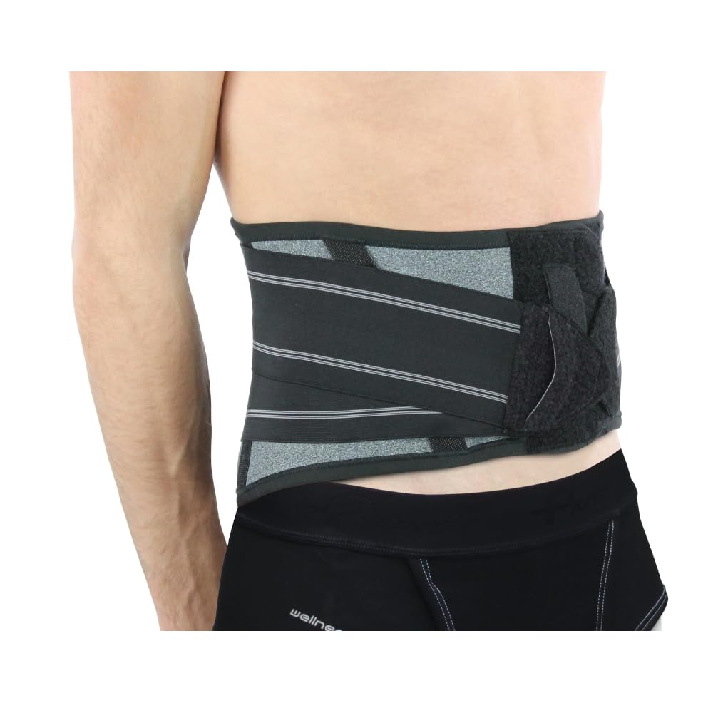 PAVIS - Corsetto Ortho-E – Corsetto Lombare con Tirante a Compressione Mirata e Aste Estraibili – Colore: Grigio Scuro - Antibatterico – Traspirabile - Made in Italy