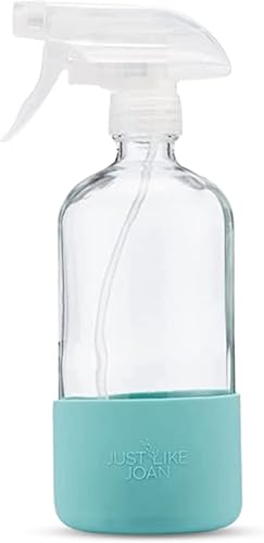 Botellas pulverizadoras de vidrio de 16 onzas con funda de silicona, botellas de vidrio transparente para soluciones de limpieza, aceites