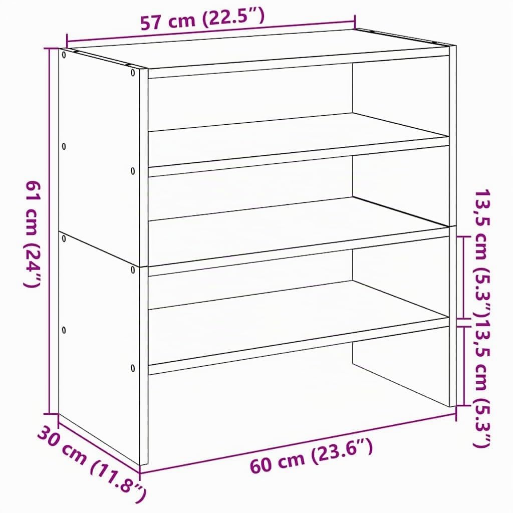 vidaXL Zapateros 2 uds apilables Blanco 60x30x30,5 cm