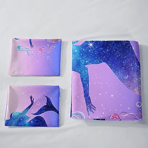 HOSIMA Mermaid Duvet Cover for Kids Boys Girls 3-Piece Luxurious Soft Microfiber Blue Glitter Mermaid Bedding Set including Zipper - Image 4