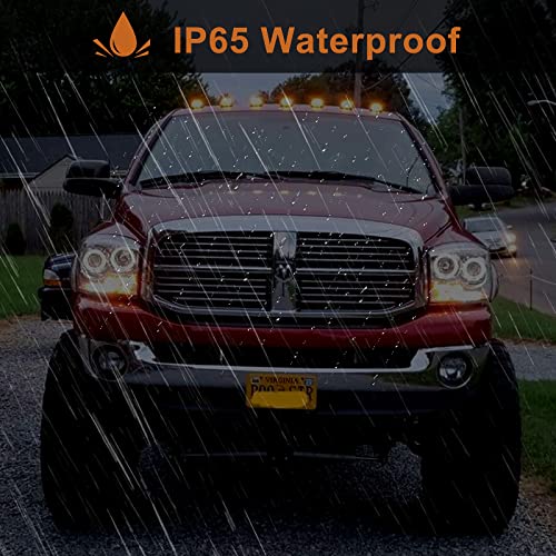 Konrali 5Pcs Smoked Amber Led Truck Cab Marker Lights Replacement For 2003-2018 Dodge Ram 1500 2500 3500 Top Roof Running Marker Clearance Lights Lamps Assembly 24 Led W/Wiring Harness 264146Bk #TOP5