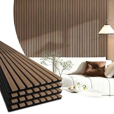 Art3d Wood Panels for Wall Acoustic 4-Pack 94.5x12.8 Inch - Interior Soundproof Solution for Office, Recording Studio, Gaming Room, Meeting Room, Living Room Wall Decor, Walnut