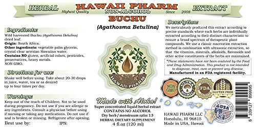Foto de Buchu Extracto líquido sin alcohol, líquido de Buchu (Agathosma Betulina) Suplemento de hierbas naturales de glicerita de hoja seca Hawaii Pharm de 2 onzas (imagen 3)