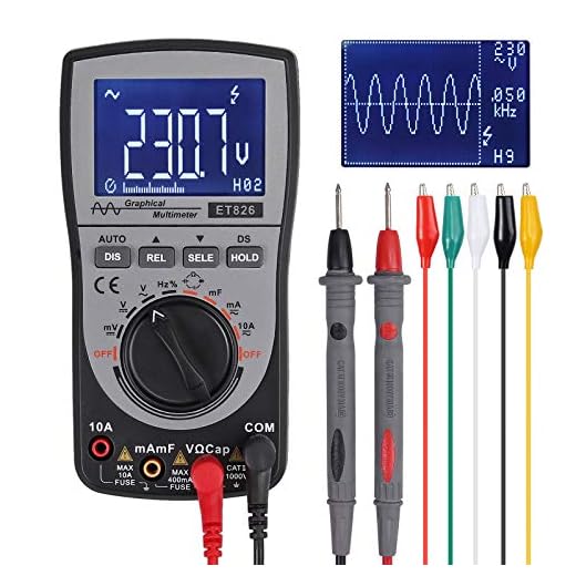 Proster Oscilloscope Multimeter 4000-Count Intelligent Oscilloscope Automatic Waveform Capture Function Multimeter Analog Bar Graph 200k High-speed A/D Sampling 5 KHz-500 KHz Frequency