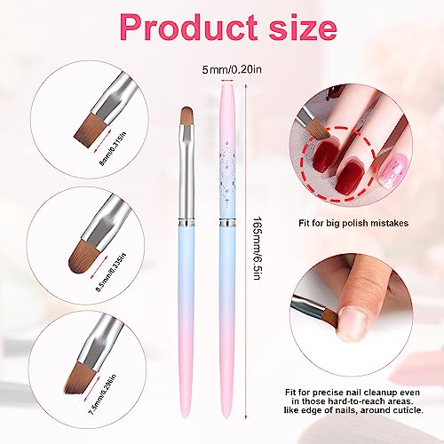 Savita 3Pcs Nail Art Clean Up Brushes, Nail Painting Brushes With Round, Angled & Flat Head Colorful Glitter Nail Pen Painting Tools For Nail Art Design & Polish Mistake Cleaning (3 Styles) #TOP1