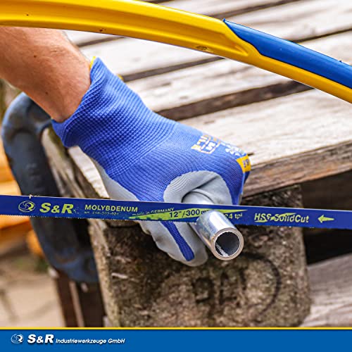 S&R Sägeblätter Set mit Hochleistungs-MOLYBDÄN-Sägeblättern/MADE IN GERMANY/für Metallsäge, Bügelsäge 12 / 300 mm, 4-tlg 2x Molybdän-Stahl 24 tpi, 1x Bi-Metall 18 tpi, 1x Bi-Metall 24 tpi