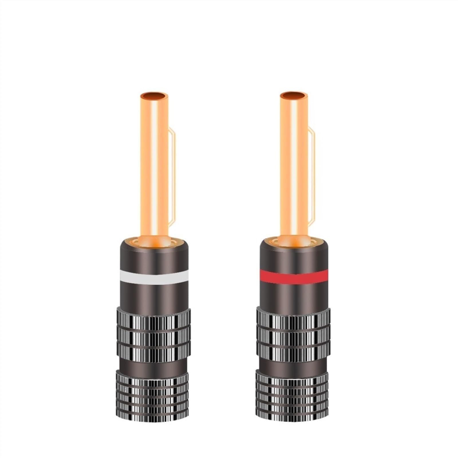 2 szt./1 para wtyczek bananowych, pozłacane 24 K, wtyki bananowe z nakrętką, do wtyczki audio jack wtyków, głośników, białe i czerwone