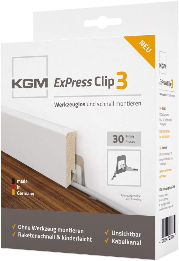 KGM Sockelleisten ExPress Clips 3 Leistenclips für die unsichtbare