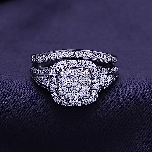 SAVEARTH DIAMONDS 1 1/4 CTTW Round Cut Lab Created Moissanite Diamond Double Halo Bridal Set Wedding Ring In 10K Or 14K Solid Gold (VVS1 Clarity, 1.25 Cttw)4