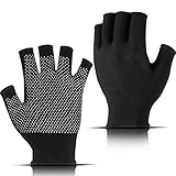 GOOMICK Manoplas Negras Sin Dedos, Guantes De Conducción Antideslizantes para Exteriores Unisex para Mujeres y Hombres