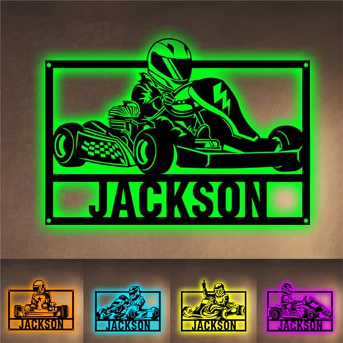 Personalized Go Kart Riding Led Light Custom Racing Wall Art