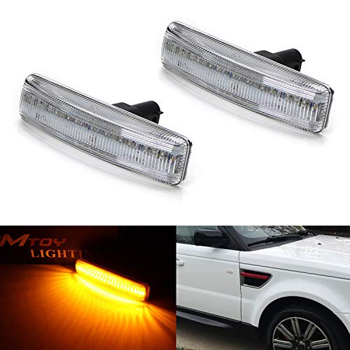 iJDMTOY Clear Lens Amber Full LED Front Side Marker Light Kit Compatible with 2006-13 Range Rover Sport, 2008-09 LR2 Freelander, 2005-15 LR3 LR4 Discovery, 30-SMD LED, Replace OEM Sidemarker Lamps