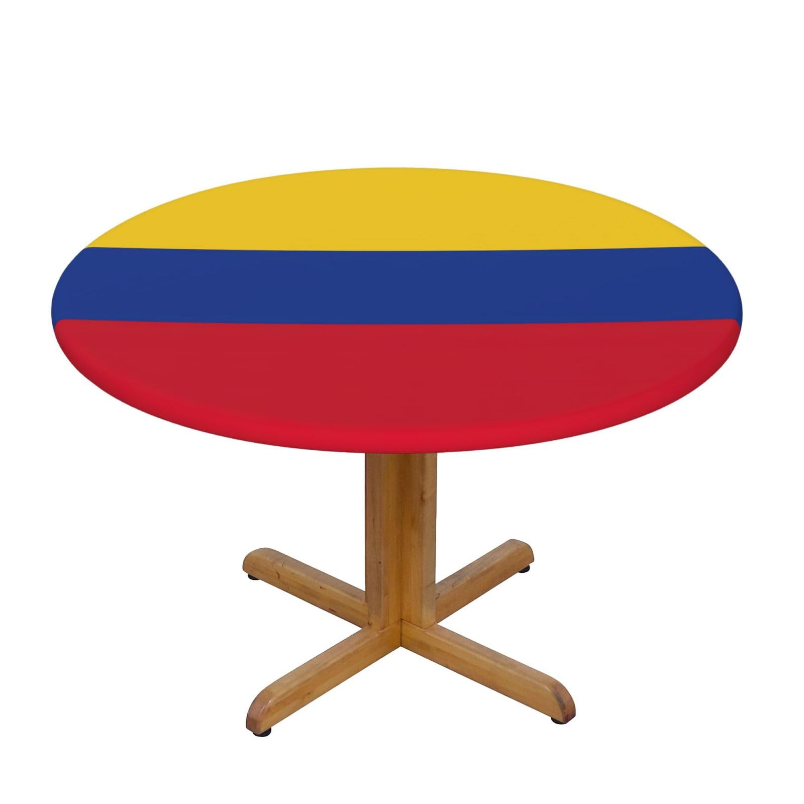 PPHGUT Flag of Colombia Print Round Tablecloth Family Table Cover Kitchen Wedding Party Everyday Outdoor