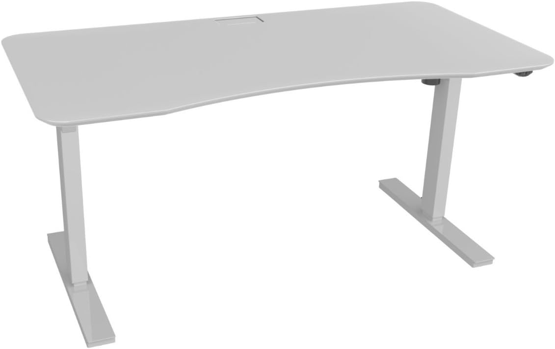 Height Adjustable Electric Standing Desk with 60" Top 4 Memory Buttons LED Display, White with White Top