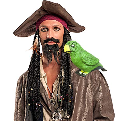 Nines d'Onil Perroquet sur l'épaule 15 cm de Haut Vert, Accessoires de Costume pour Carnaval de Pirate