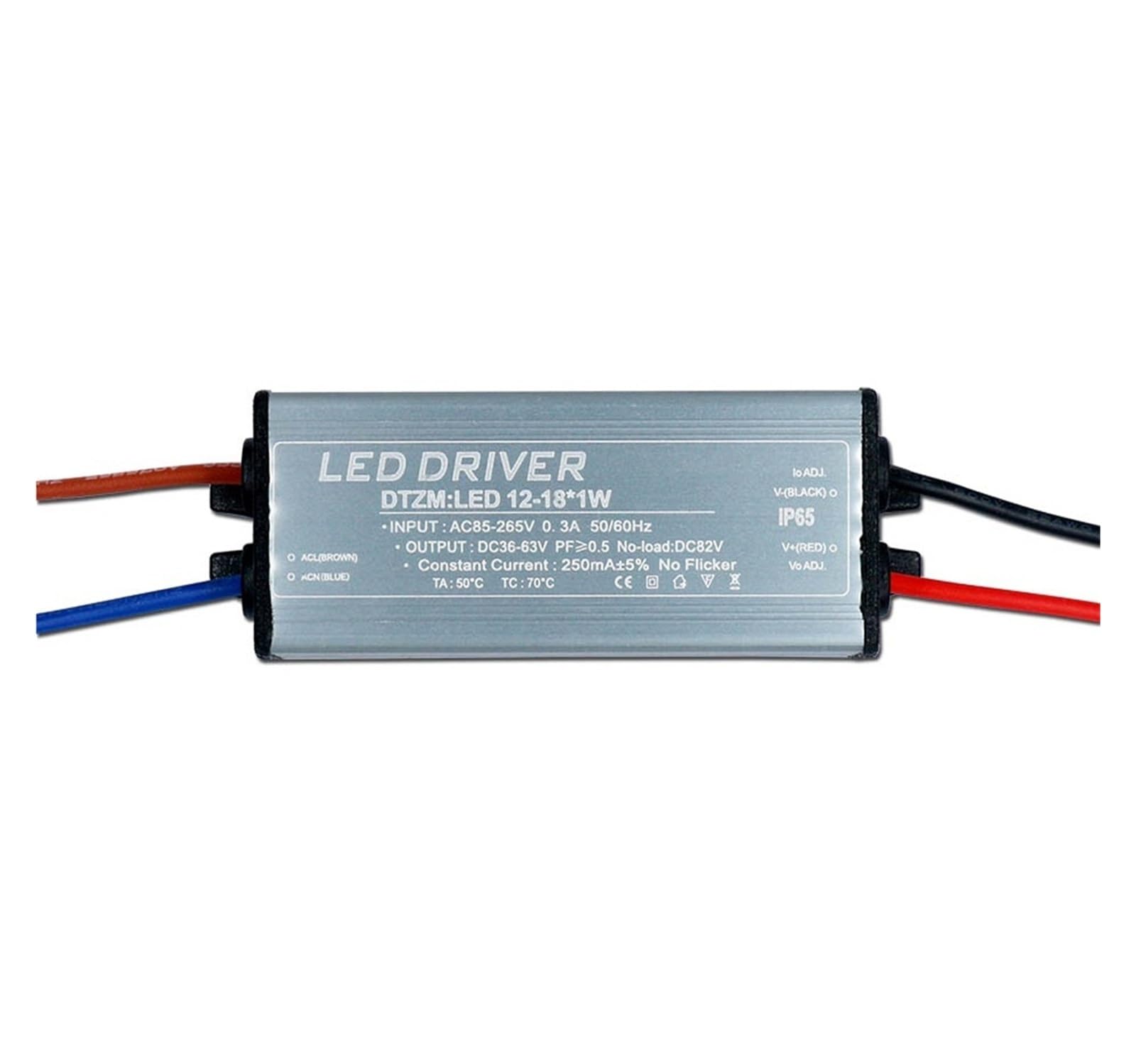 PWANUIGTE LED Waterproof Driver 1W-36W for 85-265V Power Supply Constant Current Voltage Control Lighting Transformer(12-18W)