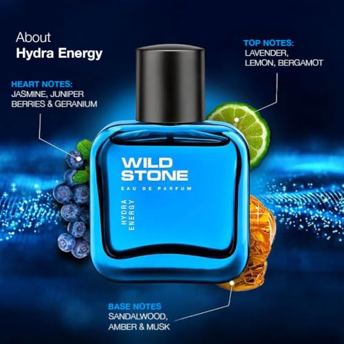 Image of Wild Stone Hydra Energy EDP for Men 50ml with Rakhi | Raksha Bandhan Gift Set for Brother | Aromatic & Fougere Long Lasting Perfume | Gift for Men | Fragrance For Everyday