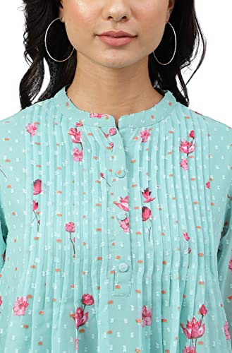 Image of Janasya Women's Dobby Georgette Floral Print Flared Top